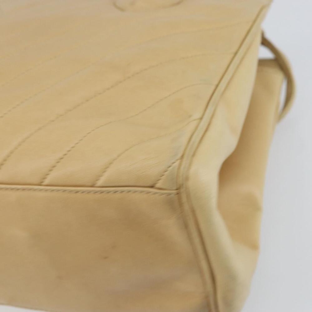 CHANEL V Stitch Hand Bag Leather Beige Gold CC Auth BA9348 - Picture 15 of 16
